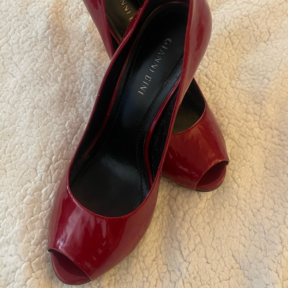 Gianni Bini Patent Leather Red Peep-Toe Heel - Size 9